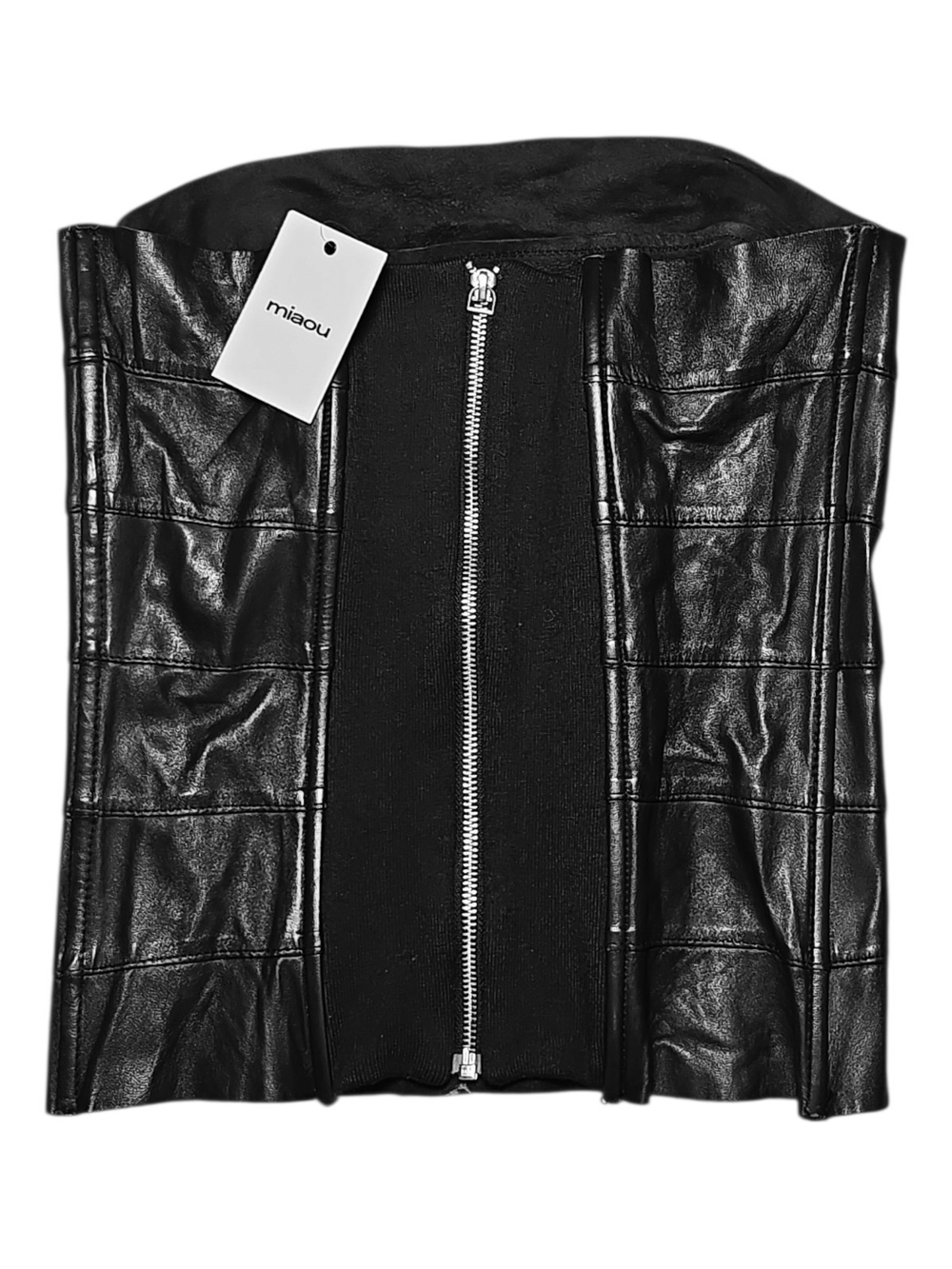 NWT $295 MIAOU Lupe Leather Corset Black Medium - Picture 4 of 4
